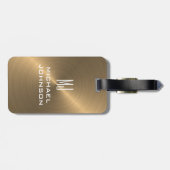 Eleganter, vergoldeter metallischer Mit Monogramm  Gepäckanhänger (Rückseite horizontal)