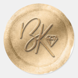 Eleganter, vergoldeter Wachs-Siegel-Aufkleber für  Runder Aufkleber
