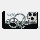 Eleganter Versace-Stil-Rand Silber-Grauer Barock F iPhone Hülle (Rückseite (Horizontal))