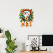 Eleganter, verspielter Boho-Weihnachtskranz Poster (Heimbüro)