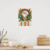 Eleganter, verspielter Boho-Weihnachtskranz Poster (Küche)