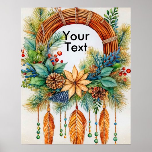 Eleganter, verspielter Boho-Weihnachtskranz Poster (Vorne)