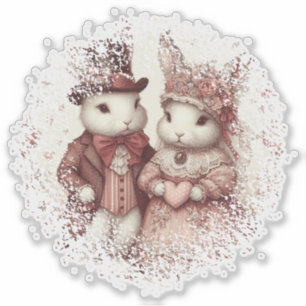 Eleganter verspielter Vintage-Hase Aufkleber