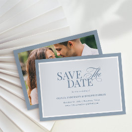 Eleganter verstaubter blauer Foto | Klassischer Lu Save The Date