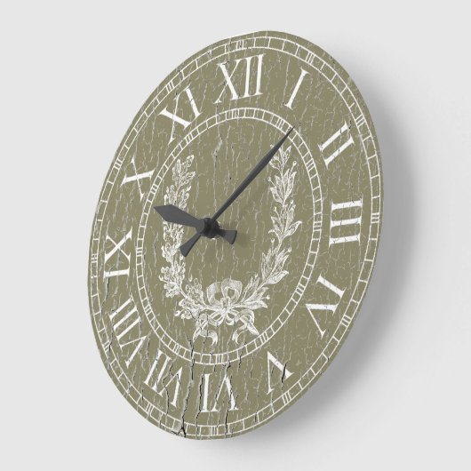 Eleganter verwitterter Franzose-Kranz Große Wanduhr (Winkel)