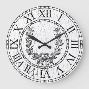 Eleganter verwitterter Franzose-Kranz Große Wanduhr