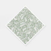 Eleganter Verziert Swirl Rette Grüne Blumenhochzei Serviette (Ecke)