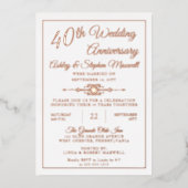 Eleganter Verzierter 40. Hochzeitstag Party Foil Folieneinladung (Vorderseite)