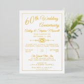 Eleganter Verzierter 60. Hochzeitstag Party Foil Folieneinladung (Stehend vorne)