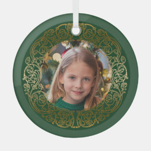 Eleganter verzierter Gold-Filigranrahmen Foto Ornament Aus Glas