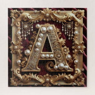 Eleganter verzierter goldener Buchstabe A, verzier Puzzle
