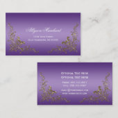 Eleganter verzierter GoldWirbel auf lila Ombre Visitenkarte (Vorne/Hinten)