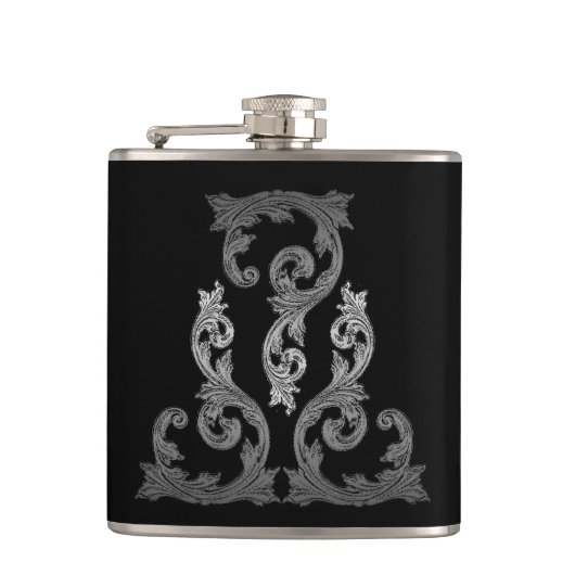 Eleganter Verzierter Goth-Design-Flasche Flachmann (Vorderseite)