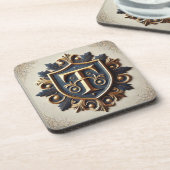 Eleganter Verzierter Heraldischer Schild Getränkeuntersetzer (Linke Seite)