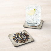 Eleganter Verzierter Heraldischer Schild Getränkeuntersetzer (Rechte Seite)