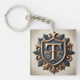 Eleganter Verzierter Heraldischer Schild Schlüsselanhänger