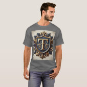 Eleganter Verzierter Heraldischer Schild T-Shirt (Vorne ganz)