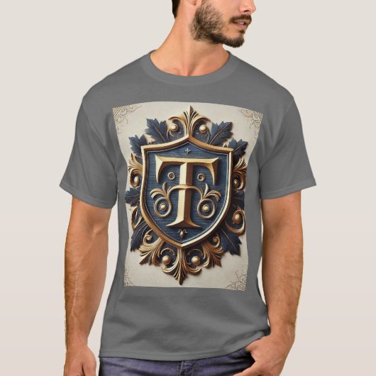 Eleganter Verzierter Heraldischer Schild T-Shirt (Vorderseite)