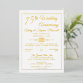 Eleganter Verzierter Party zum 75. Hochzeitstag Folieneinladung (Stehend vorne)