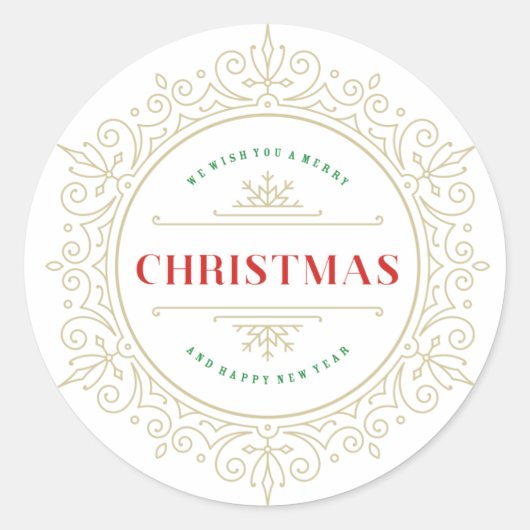 Eleganter Verzierter Rahmen Feiertag Gruß Runder Aufkleber (Vorderseite)