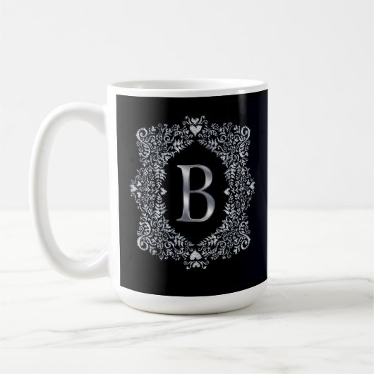 Eleganter Verzierter Rahmen Initial B Kaffeetasse (Links)