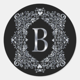 Eleganter Verzierter Rahmen Initial B Runder Aufkleber