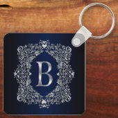 Eleganter Verzierter Rahmen Initial B Schlüsselanhänger (Rückseite)