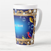 Eleganter Verzierter Rahmen mit lebhaften Vögeln Milchtasse (Rechte Ecke)