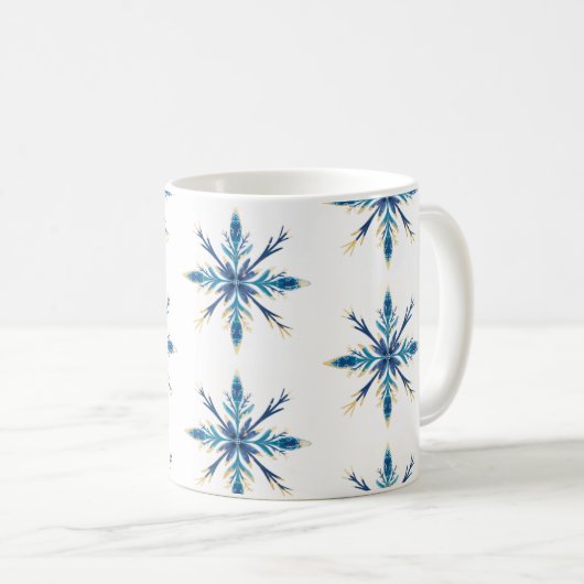 Eleganter Verzierter Schneeflocken Kaffeetasse (VorderseiteRechts)