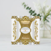 Eleganter Verzierter White Gold Fantastischer 50.  Einladung (Stehend Vorderseite)
