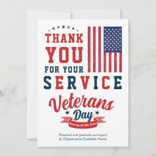 Eleganter Veterans Day Dankeschön-Kalender 2026 Feiertagskarte