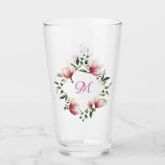 Eleganter Viktorianisch rosa Blumenstrauß Mit Mono Glas (Rückseite)