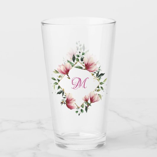 Eleganter Viktorianisch rosa Blumenstrauß Mit Mono Glas (Vorderseite)