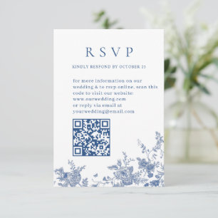 Eleganter viktorianischer blauer Blumen-Hochzeits- RSVP Karte