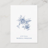 Eleganter Viktorianischer Blue Floral QR-Code Deta Begleitkarte (Rückseite)