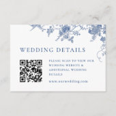 Eleganter Viktorianischer Blue Floral QR-Code Deta Begleitkarte (Vorderseite)