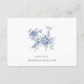 Eleganter Viktorianischer Blue Floral QR-Code Deta Begleitkarte (Rückseite)