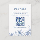 Eleganter Viktorianischer Blue Floral QR-Code Deta Begleitkarte (Vorderseite)