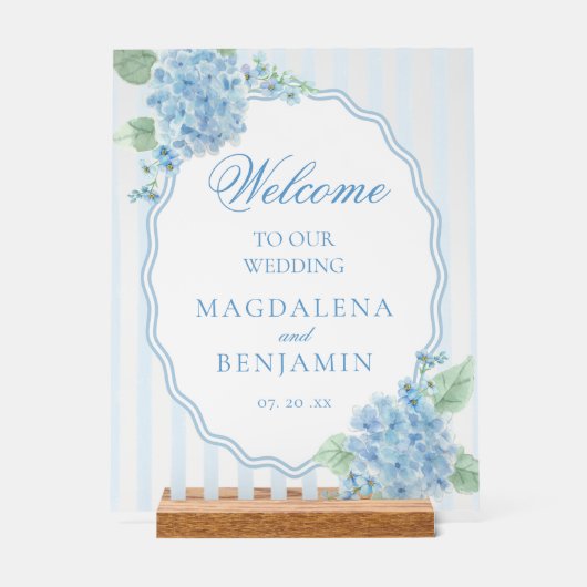 Eleganter Viktorianischer Blue Hydrangea Wedding W Acrylschild (Vorderseite)