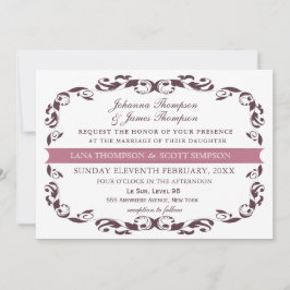 Eleganter Viktorianischer Blüh Filigree White Wedd Einladung