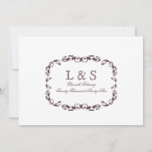 Eleganter Viktorianischer Blüh Filigree White Wedd Einladung (Rückseite)