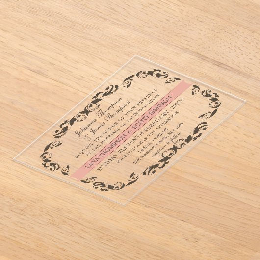 Eleganter Viktorianischer Blüh Filligree White Wed Acryleinladungen (Ablage )