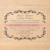 Eleganter Viktorianischer Blüh Filligree White Wed Acryleinladungen (Vorderseite)