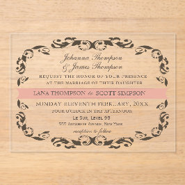 Eleganter Viktorianischer Blüh Filligree White Wed Acryleinladungen
