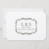 Eleganter Viktorianischer Blüh Filligree White Wed Einladung (Rückseite)