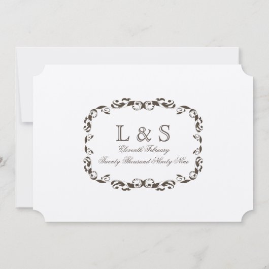 Eleganter Viktorianischer Blüh Filligree White Wed Einladung (Rückseite)