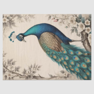 Eleganter viktorianischer Boho-Pfau im Vintage-Sti Seidenpapier