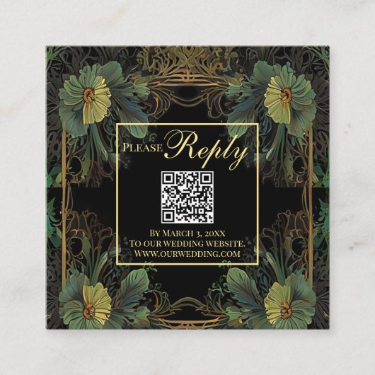 Eleganter viktorianischer botanischer QR-Code-UAWG Begleitkarte (Vorderseite)