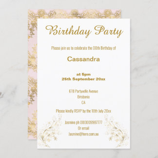 ELEGANTER VIKTORIANISCHER PINKGOLD UND WEISS EINLADUNG