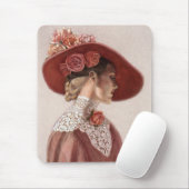 Eleganter viktorianischer Vintager Rosen-Hut Mousepad (Mit Mouse)